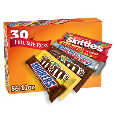 Mars, M&M'S, Snickers, Skittles and More Chocolate Candy Bars, Bulk Full Size Fundraiser Candy, 30 count