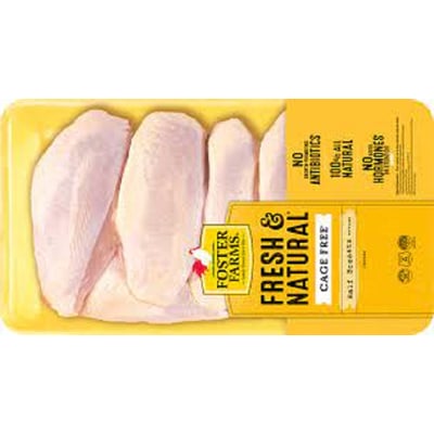 Foster Farms Fresh Chicken Half Breasts - bone in- ribs attached- per lb -family pack Avg. pack weight: 4.88lbs