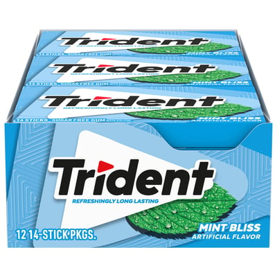Trident, Gum, Sugar Free, Mint Bliss 12 count