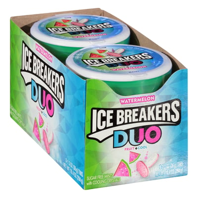 Ice Breakers, Duo - Mints, Sugar Free, Watermelon, Fruit + Cool 8 count