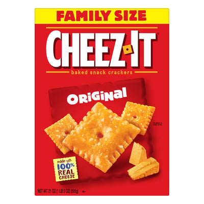 Cheez-It, Crackers - Baked Snack Cheese Crackers, Original, Family Size 21 oz