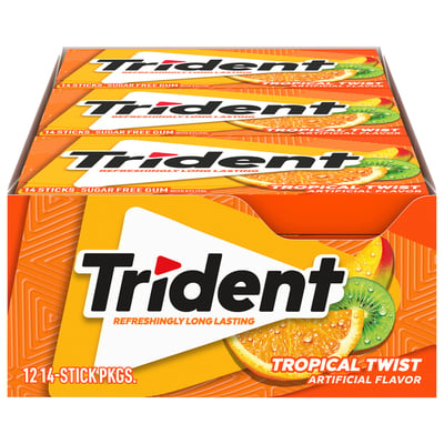 Trident, Gum, Sugar Free, Tropical Twist 12 count