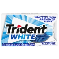 Trident White, White - Gum, Sugar Free, Peppermint 16 count